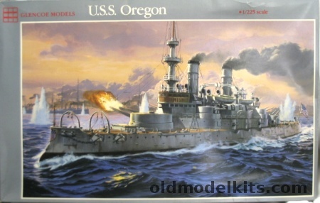 Glencoe 1/225 BB-3 USS Oregon Battleship - (Indiana Class) - With Decals for USS Indiana (BB-1) / USS Massachusetts (BB-2), 08301 plastic model kit